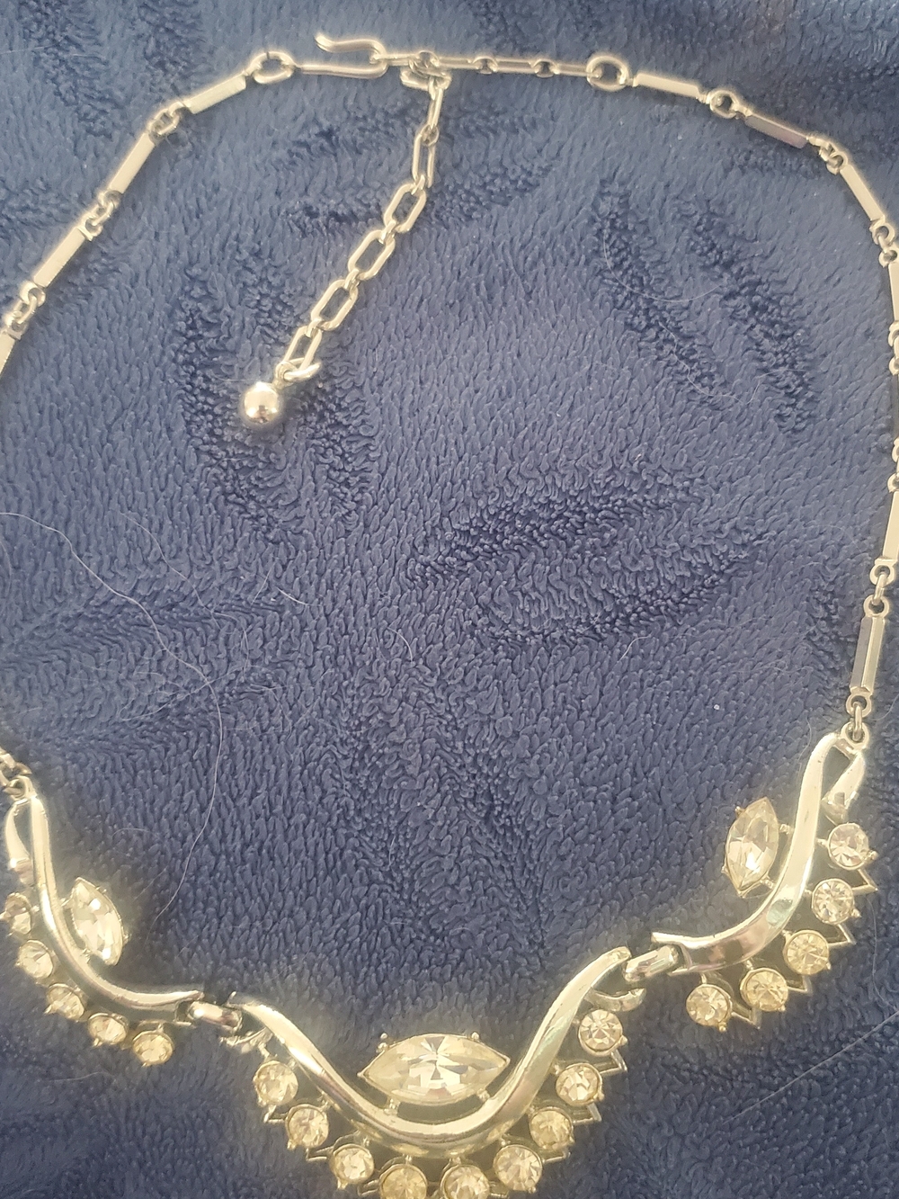 Coro Silver-Tone Crystal Wave Necklace